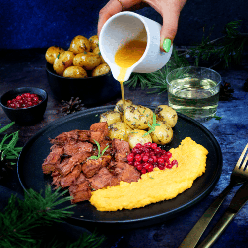 Pinnejack, pinnekjøtt av jackfruit fra Et skikkelig digg julehefte, vegetarisk, vegansk og plantebasert julemat
